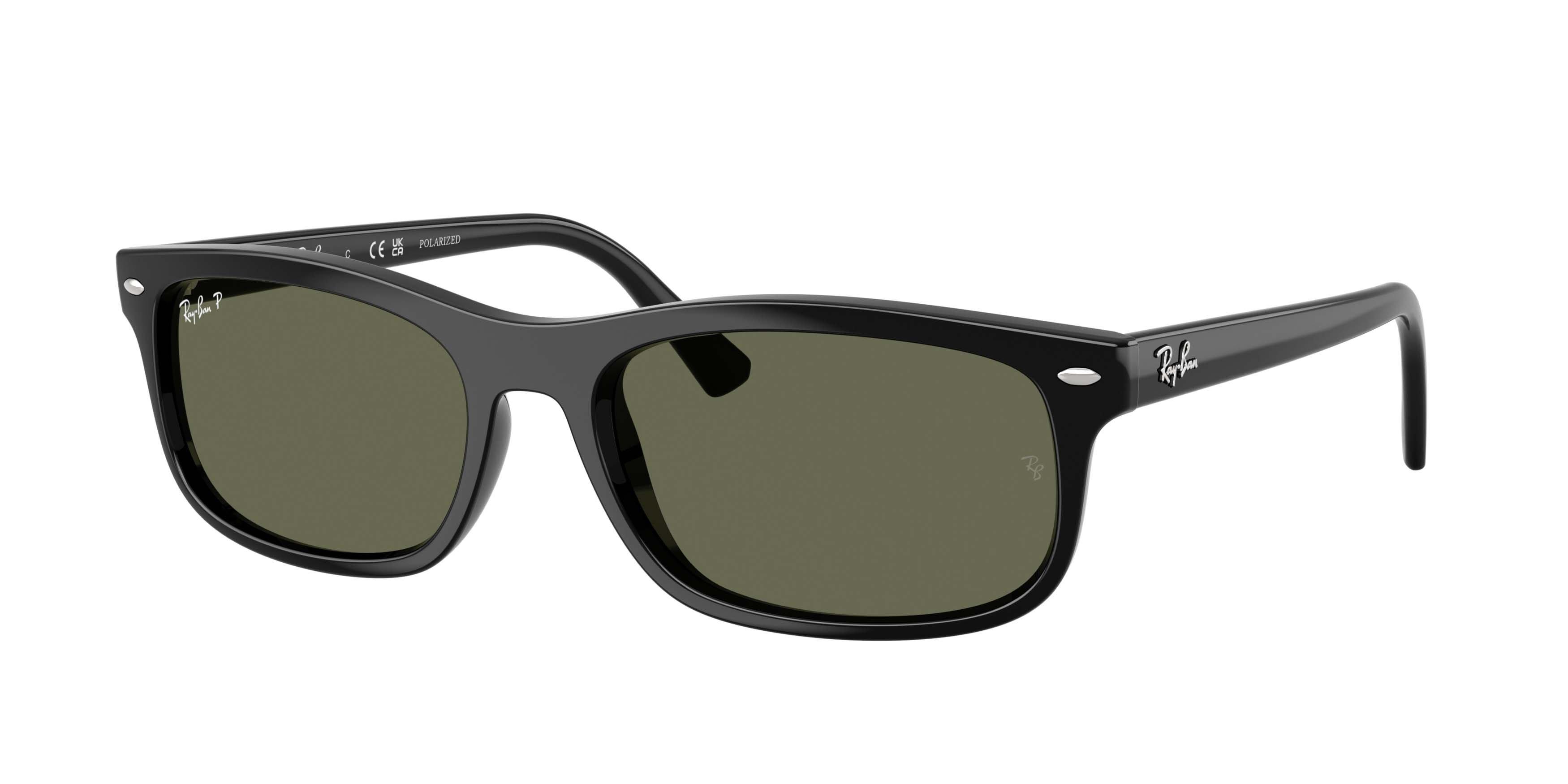 Ray-Ban RB2224 Green Polarized Sunglasses – Polished Black